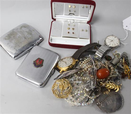 Assorted watches including gentlemans Cyma and mixed items including costume jewellery.